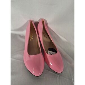 Wuiwuiyu Feifan Pink Patent Leather Kitten Heel Pumps Almond Toe Dress Shoes 39